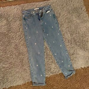 Pacsun Mom Jeans With Sunflowers. Size 0-2 Regular